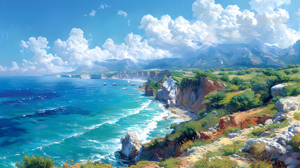 view of the sea and mountains