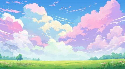 Fototapeta premium Lively chibistyle content with vivid colors and stylized digital painting.