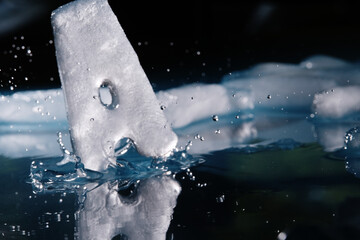 Macro shot of melting ice background