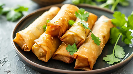 A plate of  Bourak algeria arabic food Middle Eastern Rolls 
