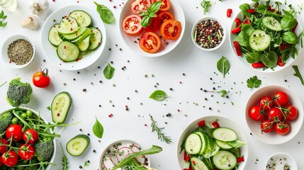 Healthy clean eating layout vegetarian food