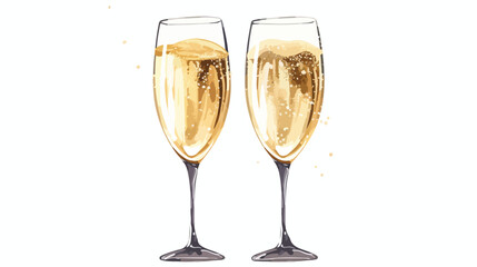Pair of champagne glasses set of sketch style vecto