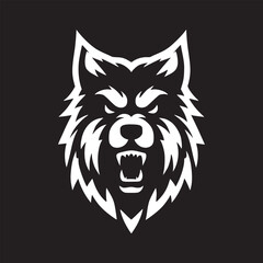 Obraz premium Vector Logo Illustration Angry Wolf on black background