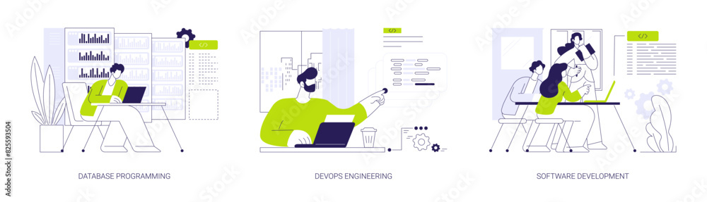 Wall mural back end development abstract concept vector illustrations.