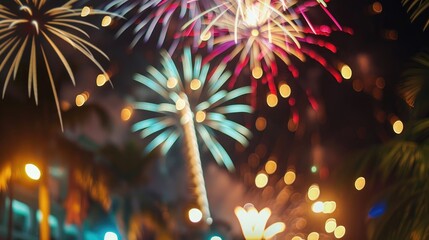 Nighttime Fireworks Bring Joy to People in the Country