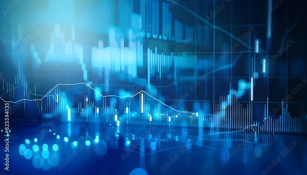 Canvas Prints abstract financial data chart with glowing blue graphs and digital light effects, perfect for busine