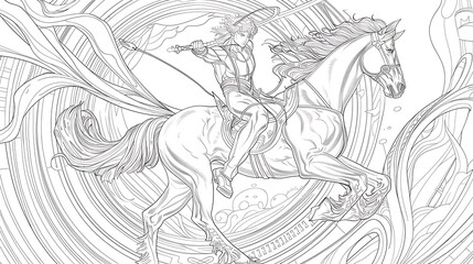 vector, horse, illustration, woman, drawing, art, sketch, people, design, tattoo, vintage, floral, animal, angel, antique