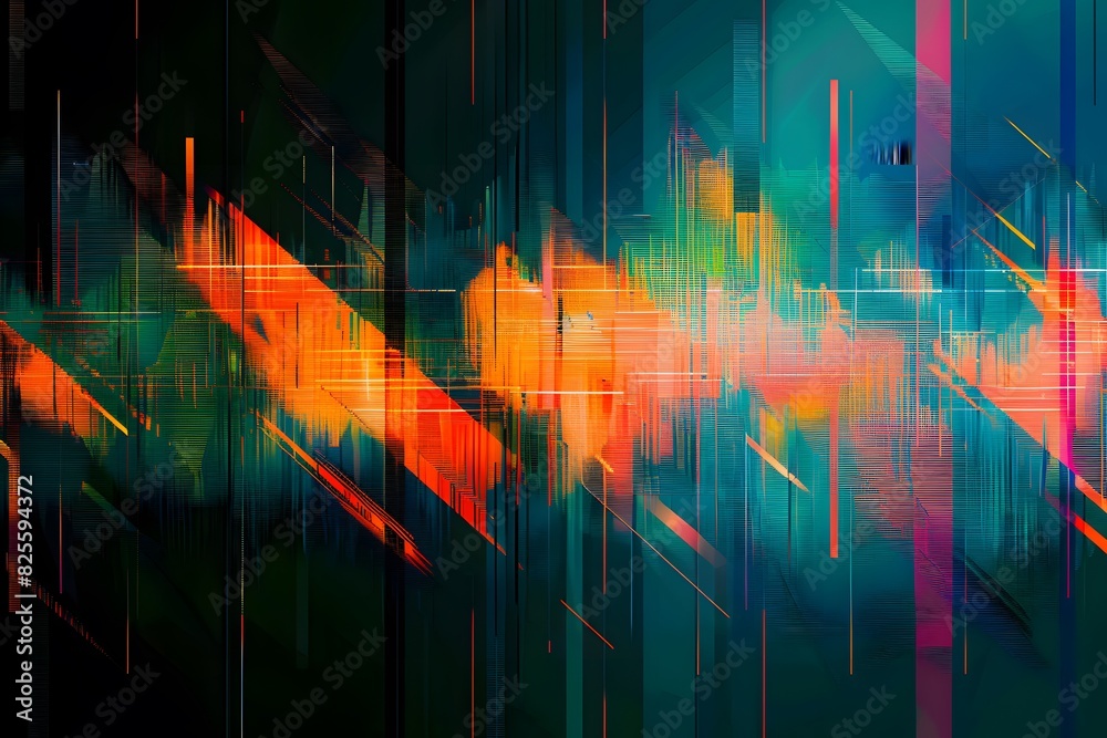 Canvas Prints abstract colorful glitch texture with geometric shapes and vibrant colors for design and art