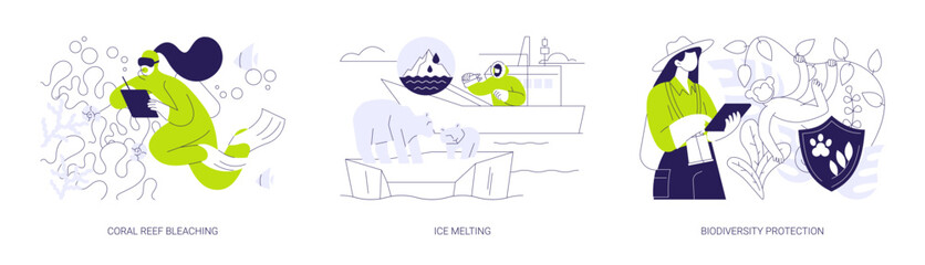 Biodiversity loss abstract concept vector illustrations.