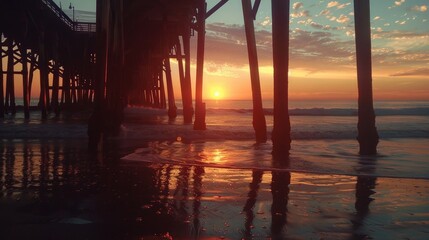 Sun rising under the Surf City pier