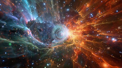 A whirlwind of particles their energies intricately intertwined performing a symphony of the basic building blocks of the universe.