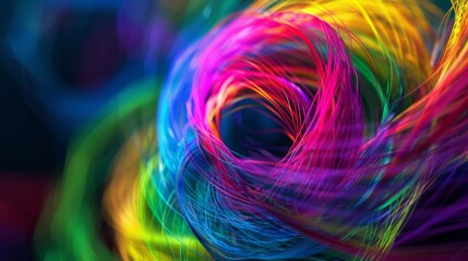 Brightlycolored threads resembling rainbowcolored ss coil and intertwine to demonstrate the intricacy and complexity of quantum entanglement.