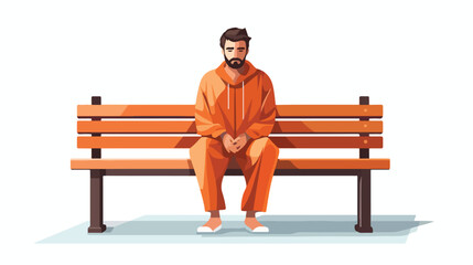 Prisoner or inmate in orange suit and legs shackles