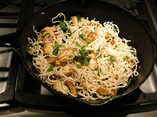 Sauted wild mushrooms with ramen noodles