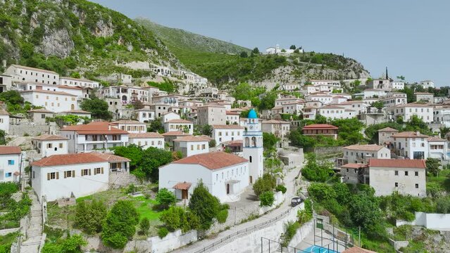 Dhermi from a drone, Village in Ceraunian Mountains, Albania
