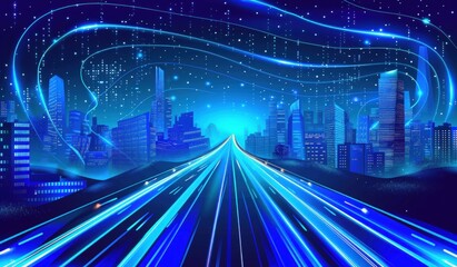 Fototapeta premium Futuristic technology and signaling high-speed data transfer.