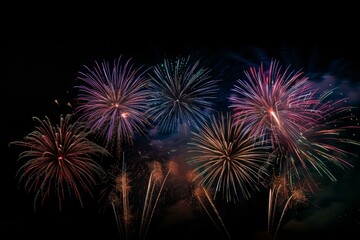Vibrant fireworks spectacle illuminates the darkness with an array of colors
