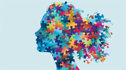 Neurodiversity concept. Neurodivergent person in a workplace, in the office. Mental health awareness. Assistive Technology for Neurodiversity. Teamwork development for inclusion, diversity. Brain