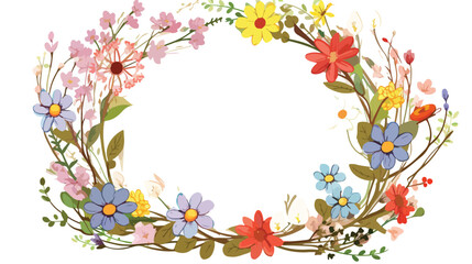 Round frame of spring flowers decoration element sk