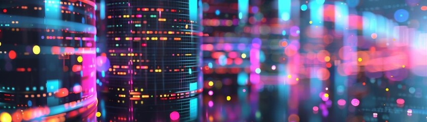 3D model of a database management icon with colorful background illustration