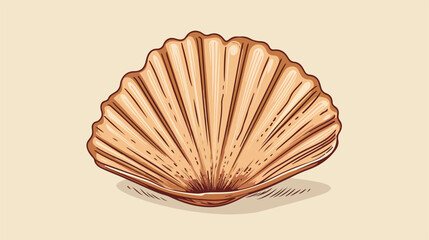 Scallop seashell vintage sketch. Clam seafood vecto