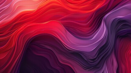 Abstract art featuring vibrant red and purple curves and waves flowing in harmonious patterns.  Background with copy space.