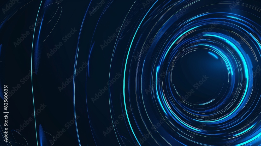 Poster abstract swirling blue spiral lights amidst darkness, representing dynamic motion and energy in mode