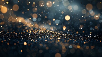 Abstract lights and bokeh with golden and blue colors, magic festive background for celebrations.  background with copy space
