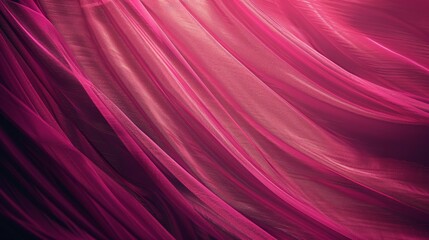 Fototapeta premium Flowing pink fabric with elegant folds, creating soft and graceful visual texture and patterns in light.