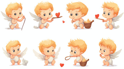 Set of cupid angels collection of six cute cherub c