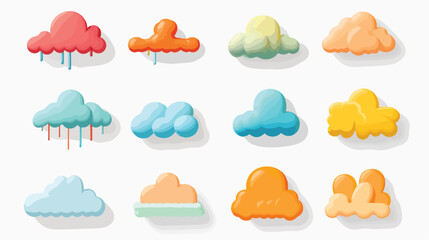 Set of different plasticine clouds 3D style vector