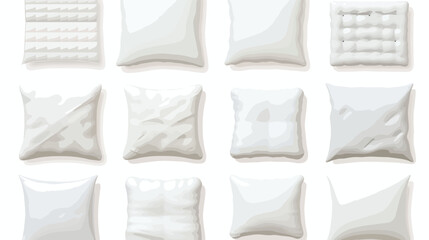 Set of different shaped soft white pillows realisti