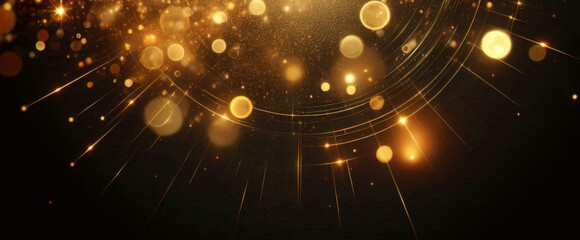 Fondo con partículas de brillo dorado que caen. Confeti dorado cayendo con luz mágica. Hermoso fondo claro