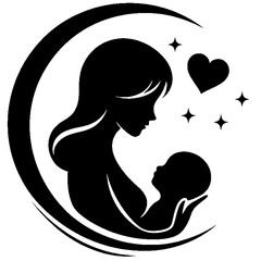 Silhouette of mother and baby