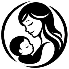 Silhouette of mother and baby
