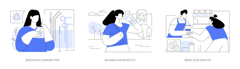 Zero-waste consumption isolated cartoon vector illustrations se