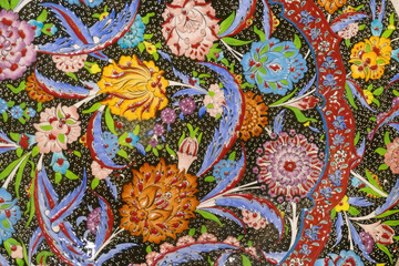 Brightly colored porcelain art items