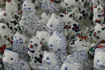 Kindle of porcelain kittens  from pottery factory