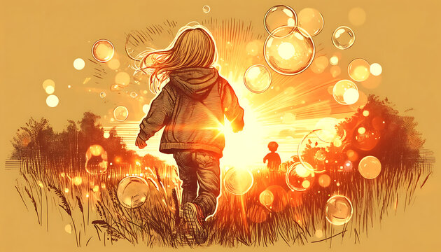 Celebrating World Children's Day, Illustration of Little Kids Happy World Children's Day playful illustration