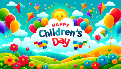 Celebrating World Children's Day Happy World Children's Day, Happy Children's Day greeting card. illustration: playful children's day concept