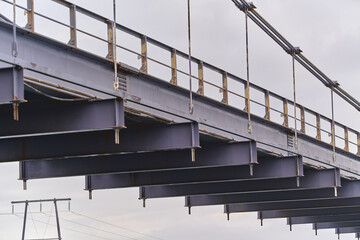 View of a suspension bridge from below