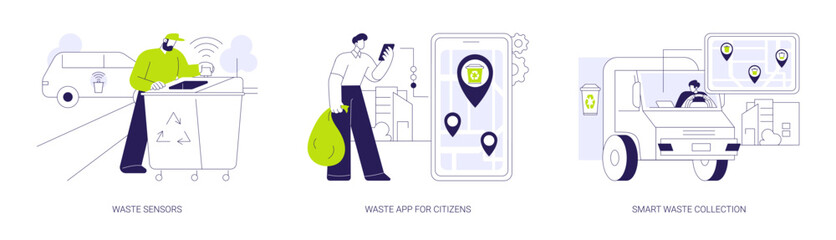 Smart waste management system abstract concept vector illustrations.