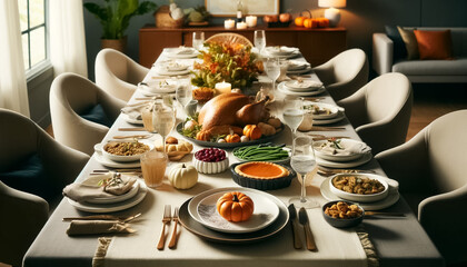Cozy Thanksgiving Feast with Warm Candlelight