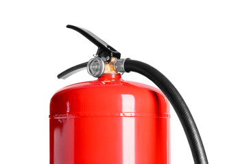Naklejka premium One red fire extinguisher on white background