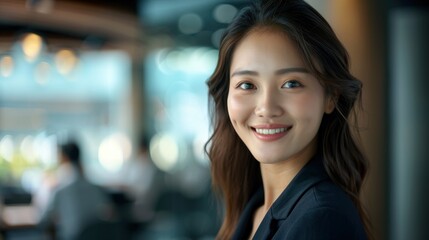 Fototapeta premium The Asian Chinese Beautiful Woman, A Ceo In Senior Management, Smiles Warmly At The Camera, Exuding Confidence And Professionalism, High Quality