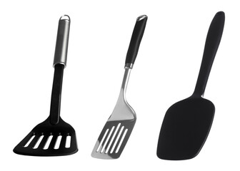 Spatulas isolated on white, set. Cooking utensil