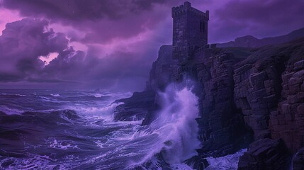 
A gothic seaside cliff at twilight - Powered by Adobe