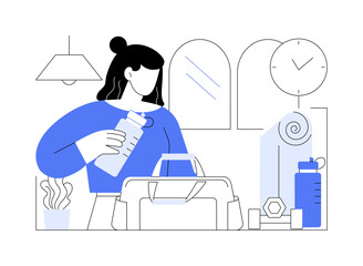 Packing for gym isolated cartoon vector illustrations.