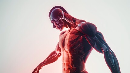 Detailed anatomical illustration of human muscular and skeletal system, highlighting structure, function, and physiology.