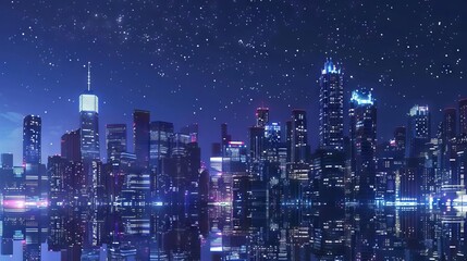 spectacular night skyline of modern metropolis conceptual cityscape ai generated illustration
